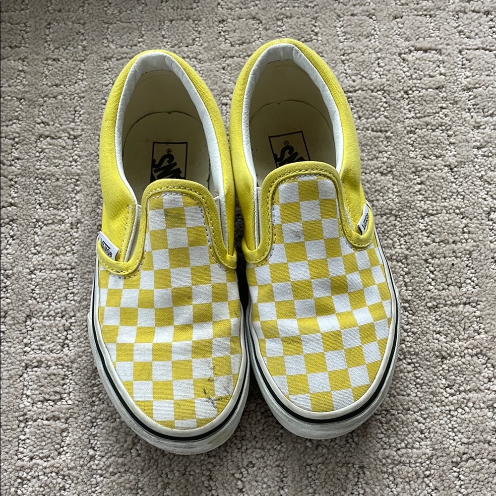 Vans Kids Yellow Checkered Slip-On Shoes